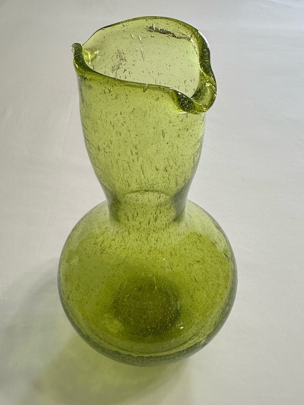 Green Handblown Glass Bubble Vase